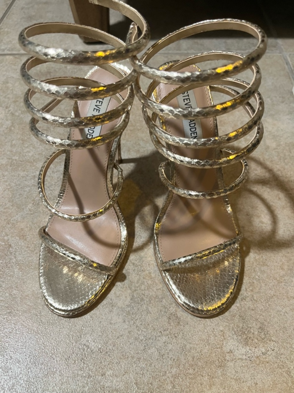 Steve Madden Metallic Gold Spiral Gladiator Heels